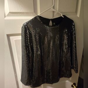 New York & Company Black Top with Metallic Dots